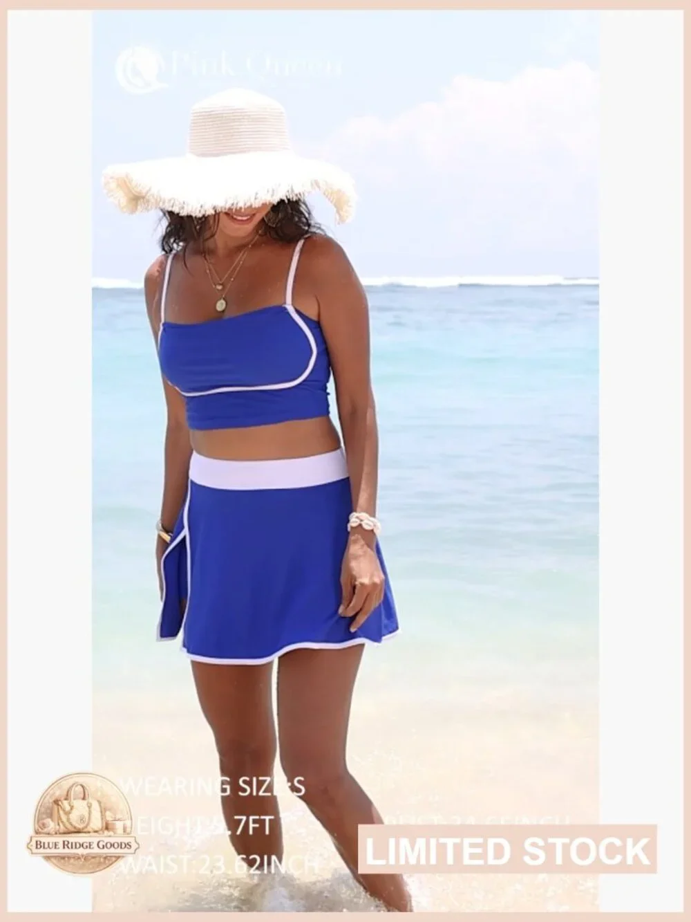 High Waisted Bikini Set Tummy Control Swim Skirt Athletic Two Piece - Picture 7 of 7